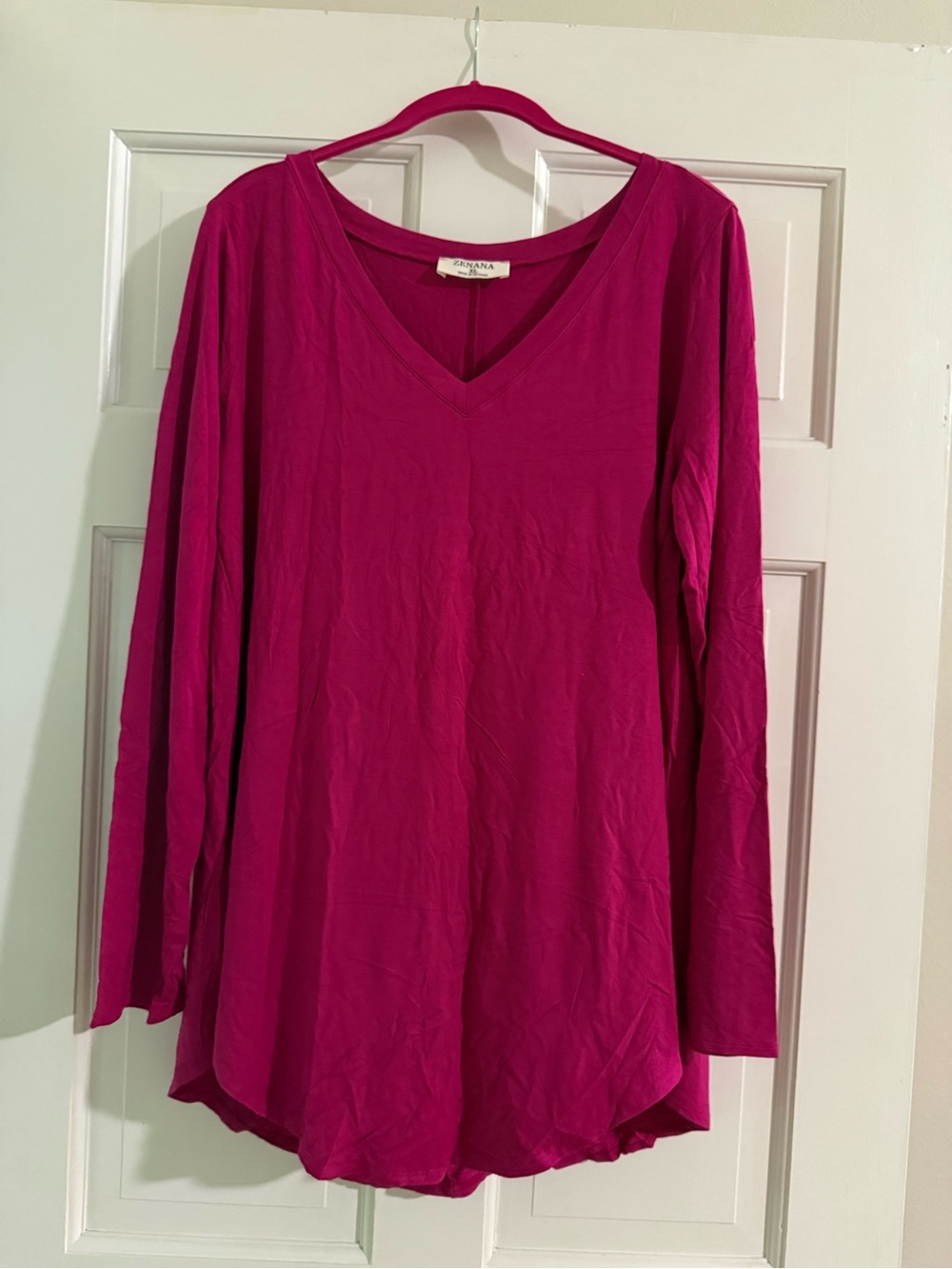 NWOT Zenana Magenta Fuchsia V-Neck Long Sleeve Hi-Low Tunic Top XL